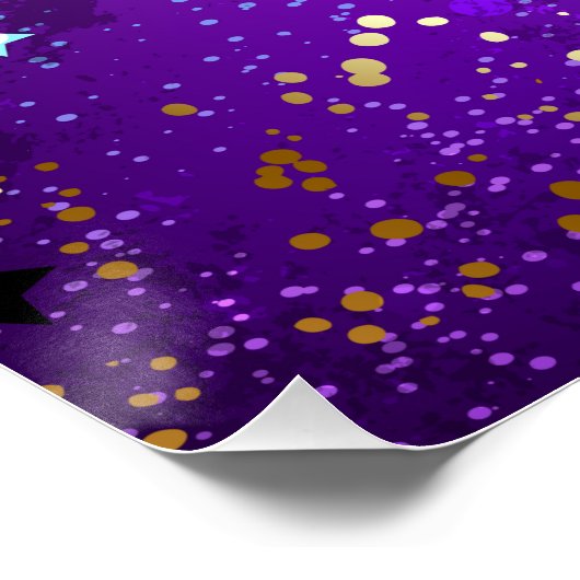 Paarse folieachtergrond met sterren perfect poster (Hoek)