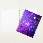 Paarse folieachtergrond met sterren planner (Display)
