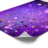 Paarse folieachtergrond met sterren poster (Hoek)