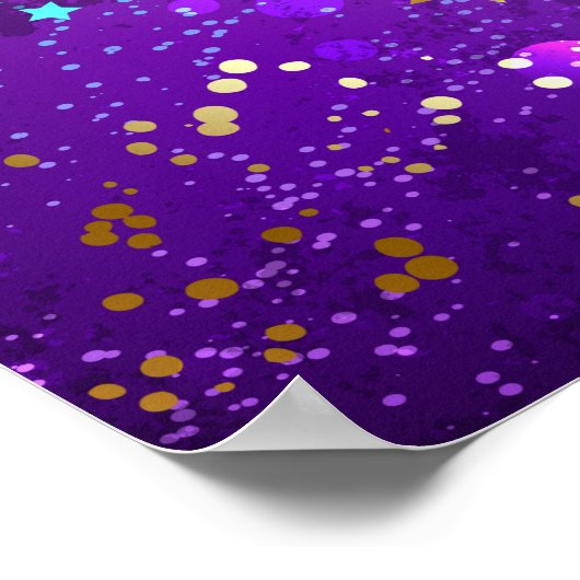 Paarse folieachtergrond met sterren poster (Hoek)