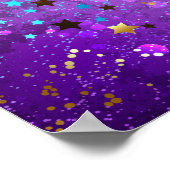 Paarse folieachtergrond met sterren poster (Hoek)