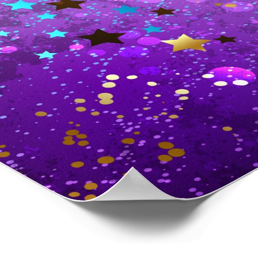 Paarse folieachtergrond met sterren poster (Hoek)