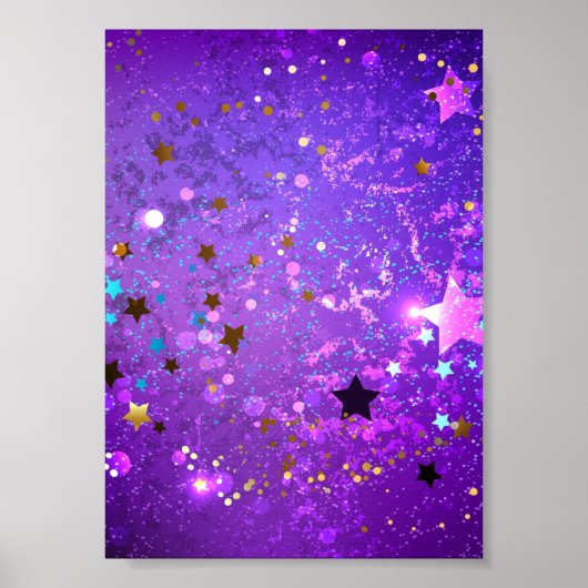 Paarse folieachtergrond met sterren poster (Voorkant)