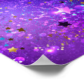 Paarse folieachtergrond met sterren poster (Hoek)