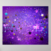 Paarse folieachtergrond met sterren poster (Voorkant)