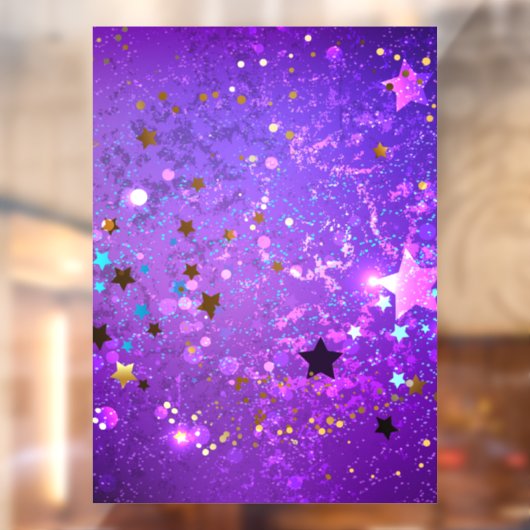 Paarse folieachtergrond met sterren raamsticker (Vel 2)