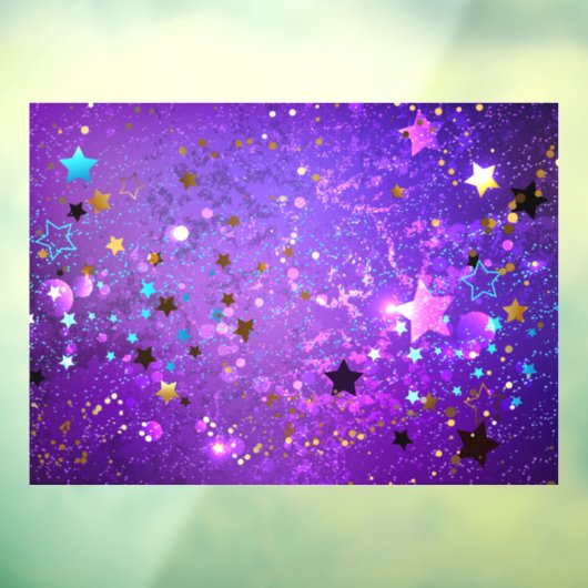 Paarse folieachtergrond met sterren raamsticker (Vel 3)