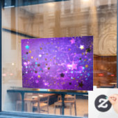 Paarse folieachtergrond met sterren raamsticker (Cafe Raam)
