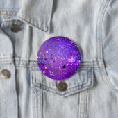 Paarse folieachtergrond met sterren ronde button 7,6 cm (In situ)