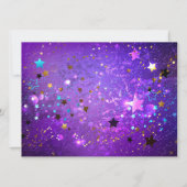 Paarse folieachtergrond met sterren save the date (Voorkant)