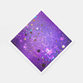 Paarse folieachtergrond met sterren servet (Hoek)