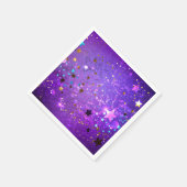 Paarse folieachtergrond met sterren servet (Hoek)