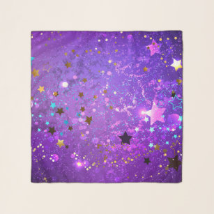 Paarse folieachtergrond met sterren sjaal