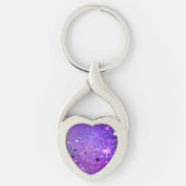 Paarse folieachtergrond met sterren sleutelhanger (Voorkant)
