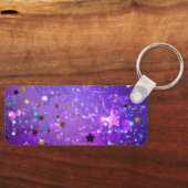 Paarse folieachtergrond met sterren sleutelhanger (Voorkant)