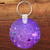 Paarse folieachtergrond met sterren sleutelhanger (Voorkant)