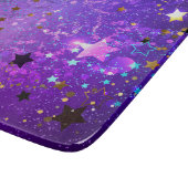 Paarse folieachtergrond met sterren snijplank (Hoek)