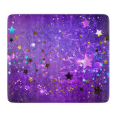 Paarse folieachtergrond met sterren snijplank (Voorkant)
