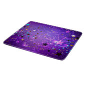 Paarse folieachtergrond met sterren snijplank (Hoek)