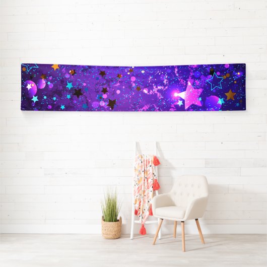 Paarse folieachtergrond met sterren spandoek (Insitu)