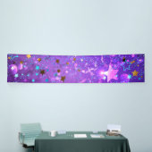 Paarse folieachtergrond met sterren spandoek (Beurs)