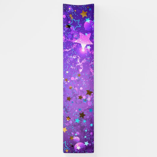 Paarse folieachtergrond met sterren spandoek (Verticaal)