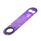 Paarse folieachtergrond met sterren speed flessenopener (Achterkant Gekanteld)