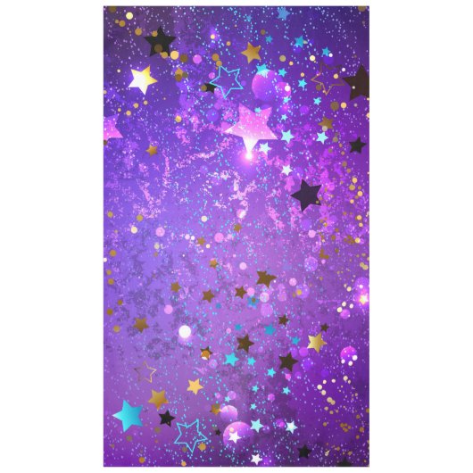 Paarse folieachtergrond met sterren tafelkleed (Voorkant)