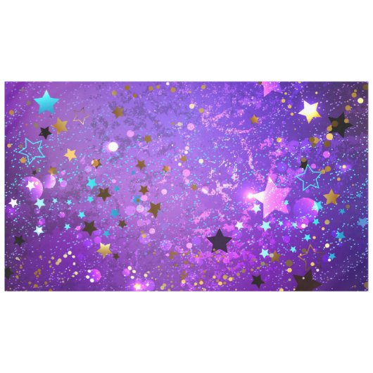 Paarse folieachtergrond met sterren tafelkleed (Voorkant (Horizontaal))