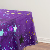 Paarse folieachtergrond met sterren tafelkleed (Voorbeeld)