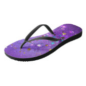 Paarse folieachtergrond met sterren teenslippers (Schuin)