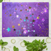 Paarse folieachtergrond met sterren theedoek (Gevouwen)
