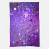 Paarse folieachtergrond met sterren theedoek (Verticaal)