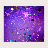 Paarse folieachtergrond met sterren visitekaartje (Buitenkant ongevouwen)