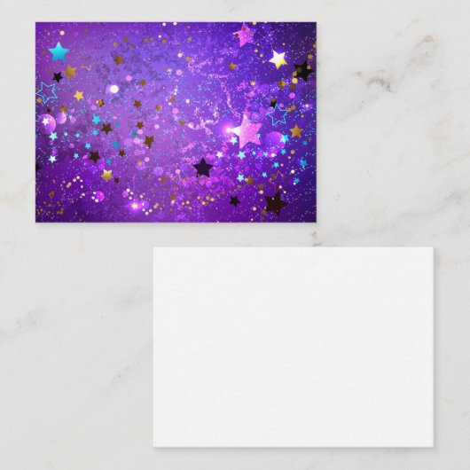 Paarse folieachtergrond met sterren visitekaartje (Voorkant / Achterkant)