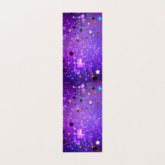 Paarse folieachtergrond met sterren visitekaartje (Buitenkant ongevouwen)