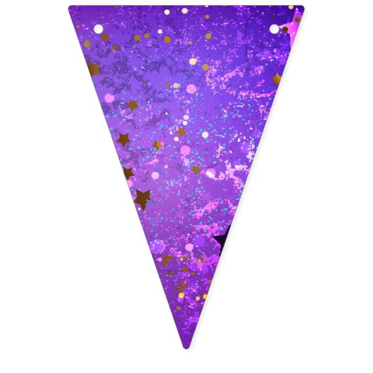 Paarse folieachtergrond met sterren vlaggetjes (Tweede vlag)