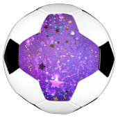 Paarse folieachtergrond met sterren voetbal (Gedraaid)