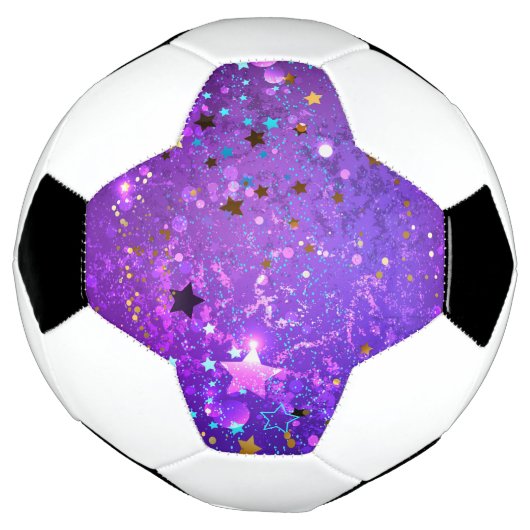 Paarse folieachtergrond met sterren voetbal (Gedraaid)