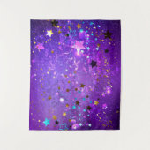 Paarse folieachtergrond met sterren wandkleed (Voorkant)