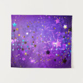Paarse folieachtergrond met sterren wandkleed (Voorkant (horizontaal))