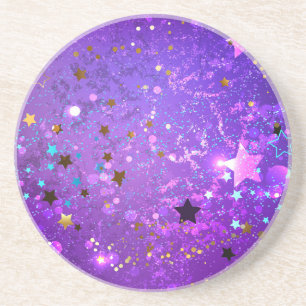 Paarse folieachtergrond met sterren zandsteen onderzetter