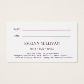 paarse Folk Art Bloem Afspraakkaart Visitekaartje (Achterkant)