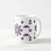 Paarse Folk Art Flowers Koffie Mok (Voorkant rechts)