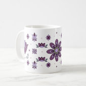 Paarse Folk Art Flowers Koffie Mok (Voorkant links)