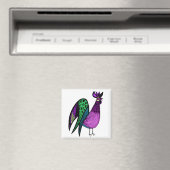 Paarse Folk Art Rooster Magneet (Insitu (Vaatwasser))