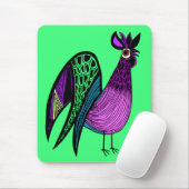 Paarse Folk Art Rooster Muismat (Met muis)