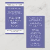 Paarse Food Allergy Alert Persoonlijke Chef Kaart Visitekaartje (Voorkant / Achterkant)