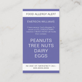 Paarse Food Allergy Alert Persoonlijke Chef Kaart Visitekaartje