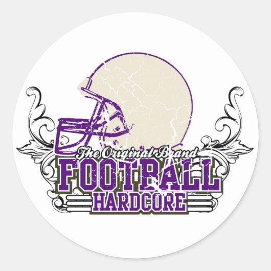 Paarse Football Hardcore Tshirts en geschenken Ronde Sticker (Voorkant)